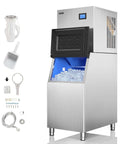 Industrial 550 Lbs Per Day Commercial Ice Maker With 300 Lbs Storage Bin, LCD Touch Control Panel, Automatic Cleaning