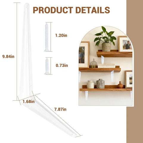 Built Tough Heavy Duty Metal Floating Shelf Brackets 8 By 10 Inch White L Shaped Shelf Supports with screws and anchors