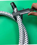 High Temperature Resistant Steam Hose Replacement Tube For Garment Steamers Flexible PVC Nylon Construction Long Heavy Duty Pro Grade Hose Built To Last Works With Various Steam Iron Brands Black And White measured with calipers.