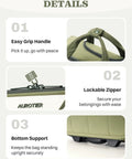 AUROTIER rolling laptop bag, green wheeled briefcase with easy grip handle, lockable zipper, bottom support