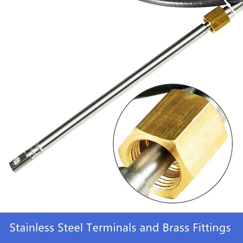 16 Foot Boat Steering Cable For Single Station Outboard Rotary Steering Systems SSC6216 showing stainless steel and brass fittings