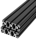 40120 T Slot Aluminum Extrusion Profile Black 600mm by 2 for 3D printer parts and CNC DIY frames, detailed view of anodized finish