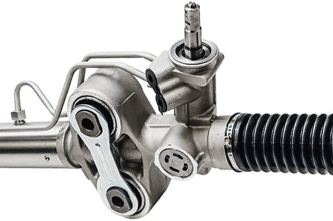 Close-up of hydraulic power steering rack and pinion assembly replacement for Chevy Silverado GMC Sierra Suburban Yukon 2007-2014