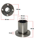 25mm Round Flange Linear Motion Bushing Ball Bearing LMF25UU For CNC And 3D Printer Guides, Carbon Steel Construction With 40mm OD