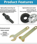 Conversion Angle Grinding Adapter Connecting Rod Kit with metal lock nut, shank mandrel, wrench, multicolor, product features