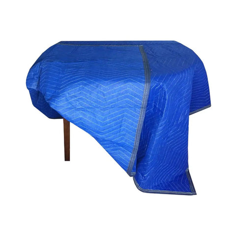 Four Pack Heavy Duty Moving Blankets For Furniture Protection Quilted Padding 72 By 80 Inches Blue covering table