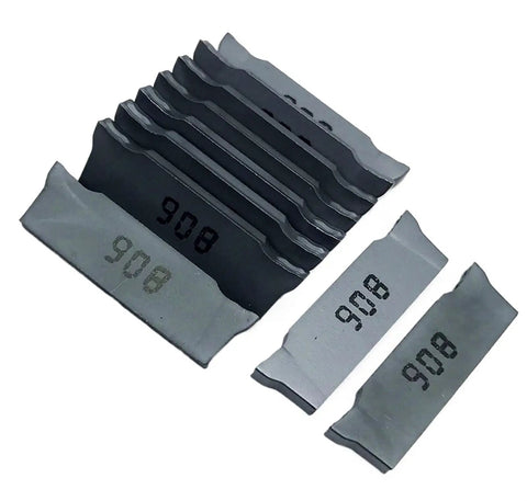 Heavy Duty Indexable Carbide Lathe Tool DGN2002J IC908 for Precision Grooving and Turning Steel Or Stainless Steel CNC inserts in rows.