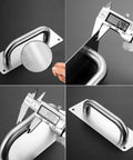 Stainless Steel Door Plate Pull Handle 2 Pack Heavy Duty Push Pull Sliding Barn Door Handle With Backplate For Indoor Outdoor Use Fire Door Applications 7.9 Inches By 2.6 Inches Rectangle, shown in close-up with measurement tools.
