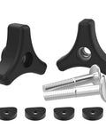 Two Pack Lawn Mower Handle Knob Kit With Triangle Fastening Screws And Rubber Gasket M8 Bolt 22mm Universal Replacement
