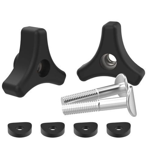 Two Pack Lawn Mower Handle Knob Kit With Triangle Fastening Screws And Rubber Gasket M8 Bolt 22mm Universal Replacement
