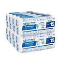 Ditch The Drafty Chill With These Top Shelf R19 Kraft Faced Fiberglass Batts Built Tough Specifically For 2x6 Exterior Walls To Block Moisture And Speed Up Installation Across 1337 Square Feet Spanning Ten Durable Bags Per Package. R19 kraft faced fiberglass batts stacked in 10 packs for exterior wall insulation.