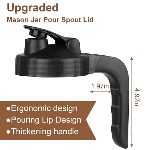 Upgraded mason jar pour spout lid for 64 Oz Cold Brew Pitcher With Stainless Steel Filter And V Shaped Pour Spout, ergonomic design