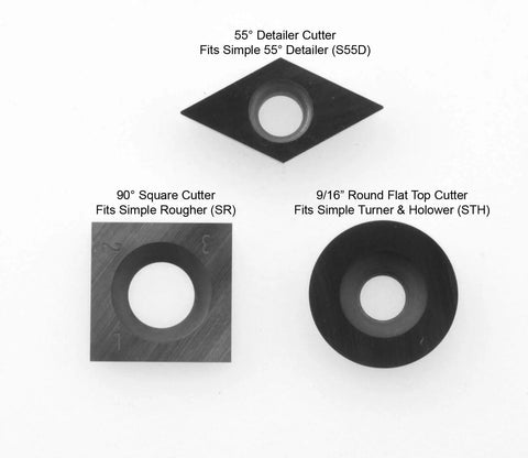 Carbide Wood Lathe Tools Kit For Easy Turning Hollower Rougher And Detailer with 3 carbide cutters on white background