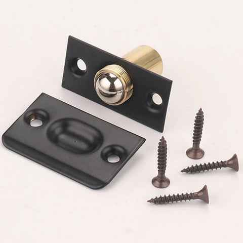 Heavy Duty Adjustable Ball Door Catches Black Brass Roller Latch Tension Hardware For Closet Cupboard And Cabinet With Invisible Design For Home And Office Use with screws