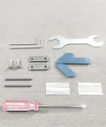 Various assembly tools including a wrench, screws, and a screwdriver for High Speed Mini Metal Micro Lathe Machine for Precision Turning Projects 12V.