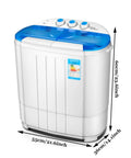 No Sweat Portable Washing Machine 3.6 Kg Double Barrel Automatic Laundry Cleaner Quiet Mini Clothes Washer with blue lid and control knobs.