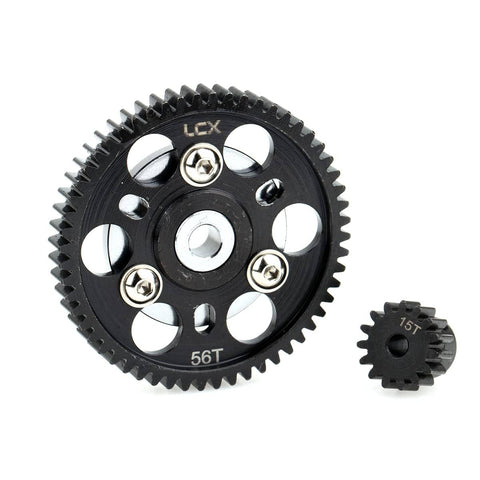 Hardened Steel 32P 56T Spur Gear With 15T Pinion For Axial SCX10 Wraith RC Crawler Upgrades Beefed Up Durability Easy Install Black Finish Includes 1 Spur Gear And 1 Pinion