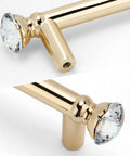 Gold Crystal Drawer Pulls 4 Pack, 5 Inch Cabinet Handles with 3-3/4 Inch Center to Center Mounting, Zinc Alloy, Crystal Accents