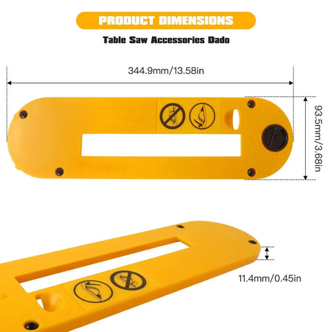 Heavy Duty Dado Table Saw Insert Plate Replacement for 10 Inch Job Site Saws dimensions view