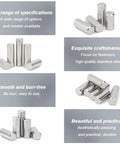 Stainless Steel Dowel Pins Set 180 Pcs M2.5 304 Locating Kit smooth finish chamfered edges displayed in various arrangements