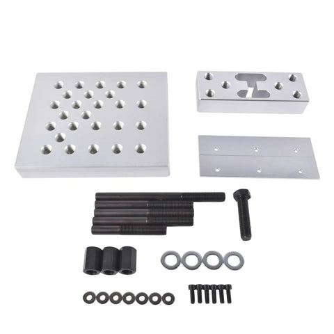 Heavy Duty Universal Drill Press Support Block Plate Tool Set Featuring 30 Ton Hydraulic Shop Press Plates For Bearing And Bushing Removal And Installation Wheel Hub And Suspension Repair Ready, with plates bolts and washers