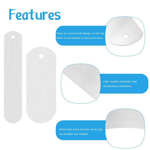 4 Piece Metal Sock Jig Set For Sublimation Dope Gear, Straight Crew Molds with round hole design feature and high temperature resistance