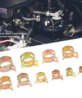 Fabater Heavy Duty 100Pcs Spring Hose Clamps Kit Assortment Zinc Plated Carbon Steel Flexible Sealing For Fuel Water Oil Steam Pipes Automotive Repair And DIY Jobs spring hose clamps on engine hoses, 6mm-22mm