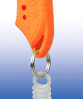 Close-up of Universal Connector Crimping Pliers 175mm for AWG 28 to 18, orange handle detail with ring attachment.