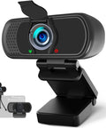 Kickass 1080P Full Hd Webcam With Built In Noise Reducing Microphone And Auto Light Correction For Dope Video Calls On Laptop Desktop Computer System Plug And Play Usb Interface, featuring a compact design and adjustable clip.