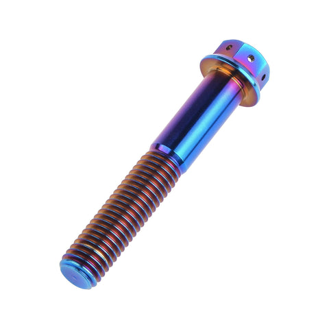 Titanium Flange Hex Head Bolt M10x60mm Pitch 1.25mm Burnt Blue Grade 5 6AL4V Titanium Alloy Pack Of 4 Heavy Duty Screws