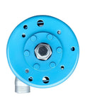 Front view of Portable 500W Micro Hydroelectric Generator for Outdoor Power Supply Off Grid Ready 110V/220V Water Turbine with blue connectors.