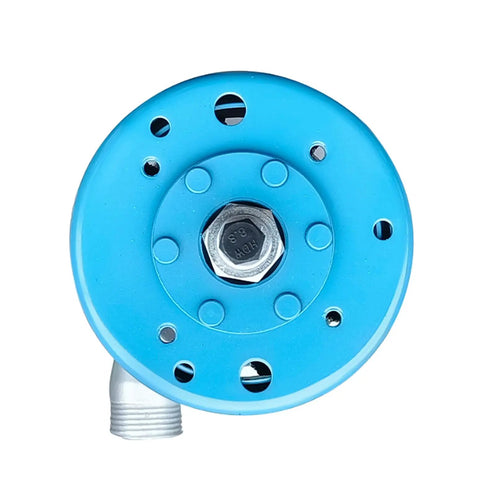 Front view of Portable 500W Micro Hydroelectric Generator for Outdoor Power Supply Off Grid Ready 110V/220V Water Turbine with blue connectors.