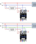 Wiring diagram for AC Contactor CJX2-1810 3 Pole Normally Open 24V Coil 380V Ue 18A Ie showcasing control switch connections.