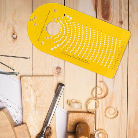 Pro Circle Cutting Jig For Wood Router, Precision Circle Cutter Guide in yellow, on wood surface with carpentry tools