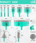 LEKOMESH tile hole saw kit with diamond core bits (6–100mm) plus 20mm finger and 50mm chamfer bits; triangle shank