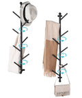 2 Pack Dope Wall Mounted Coat Rack With Rotating Hook Branches, metal vertical design holding hats, scarves, and bags