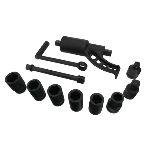 Model M208 3,688 Ft-Lbs Torque Multiplier Wrench With 1-Inch Drive, Lug Nut Removal Tool components laid out.