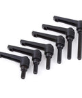 Adjustable Clamping Lever with External Male Thread for Machinery, M8 Ratchet Style Handle, six durable alloy levers with precision threaded studs.