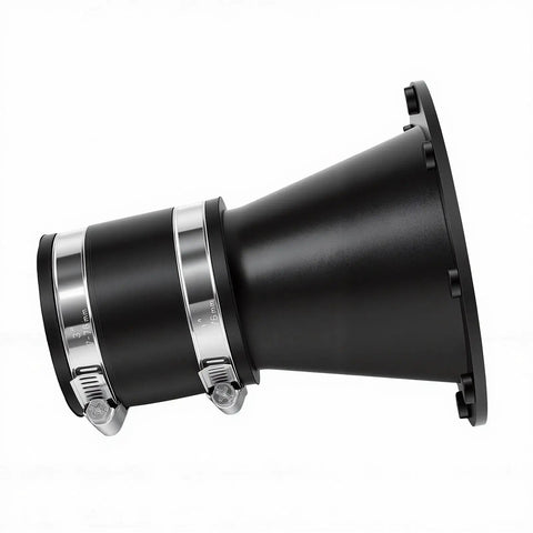 Yunseity 2 1/2 Inch Magnetic Dust Collection Connector With Rubber Cuff Coupler For Woodworking Shop Vacuum Hose side view showing coupler and clamps.