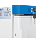 Hella Reliable Undercounter Lab Freezer With 3.2 Cubic Foot security key lock and digital thermostat detail.