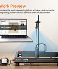 5MP HD Laser Engraver Camera For LightBurn, real-time preview, precise positioning, batch engraving ready, shown connected to laptop