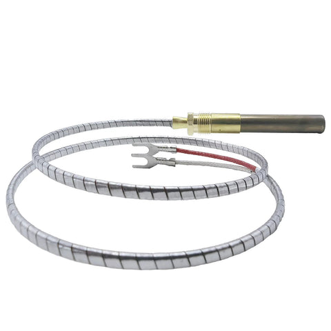 24-inch thermopile sensor with braided metal sheath, brass end, and fork-terminal leads