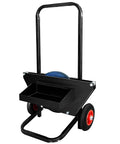 Heavy Duty Strapping Cart And Dispenser For Steel Strapping Coils With 9.5 Inch Core Size Built Tough Portable Mobile Workstation With Integrated Tool Tray And Seal Storage, black steel cart with wheels