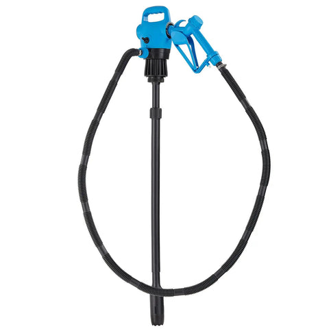 Badass Heavy Duty Electric Drum Pump For Fifty Five Gallon Barrels Runs Smooth On 120V AC Or 12V DC With Two Inch Bung Adapter Five GPM Flow Retractable Wand