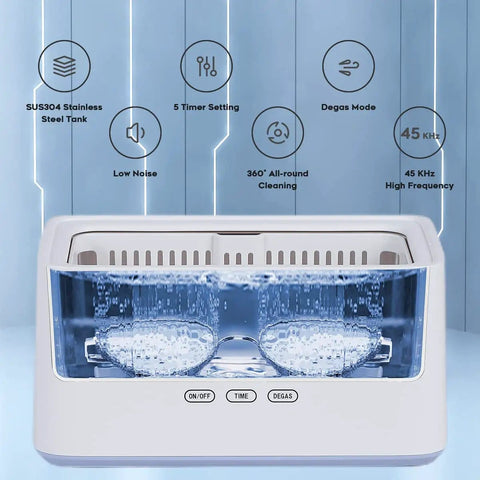 Ultrasonic Jewelry Cleaner 1000mL Deep Clean, 45kHz Sonic Cleaner With 5 Modes And Degassing, Boss Level Clean For Glasses