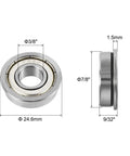 FR6ZZ Flanged Ball Bearing Three Eighths Inch By Seven Eighths Inch By Nine Thirty Seconds Inch Double Shielded Chrome Steel ABEC1