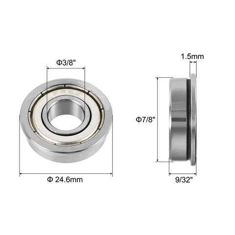 FR6ZZ Flanged Ball Bearing Three Eighths Inch By Seven Eighths Inch By Nine Thirty Seconds Inch Double Shielded Chrome Steel ABEC1