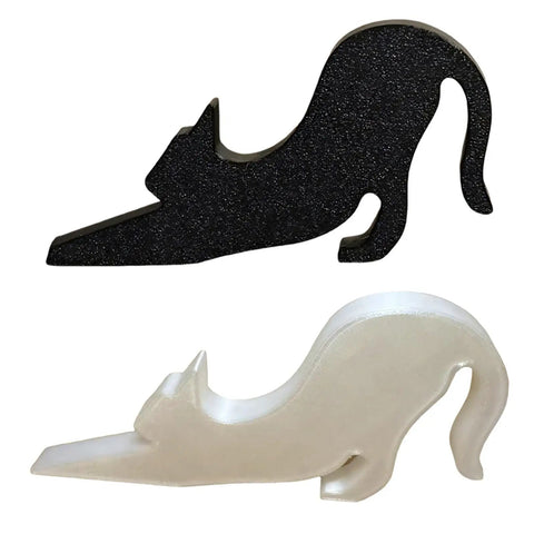 Black Eco Friendly Door Stopper With Soft Impact Absorbing Block shaped like a cat, quiet bumper for home use
