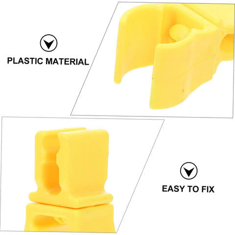 All Weather Game Ready Football Goal Connector Clips close-up showing durable yellow plastic and easy install feature.