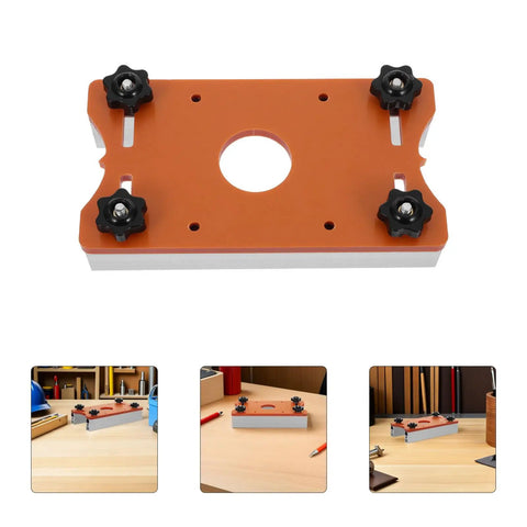 Tough Aluminum Router Table Insert Plate Dead Center Alignment Tight Grip Locks No Sweat Mounting for precise routing setup.